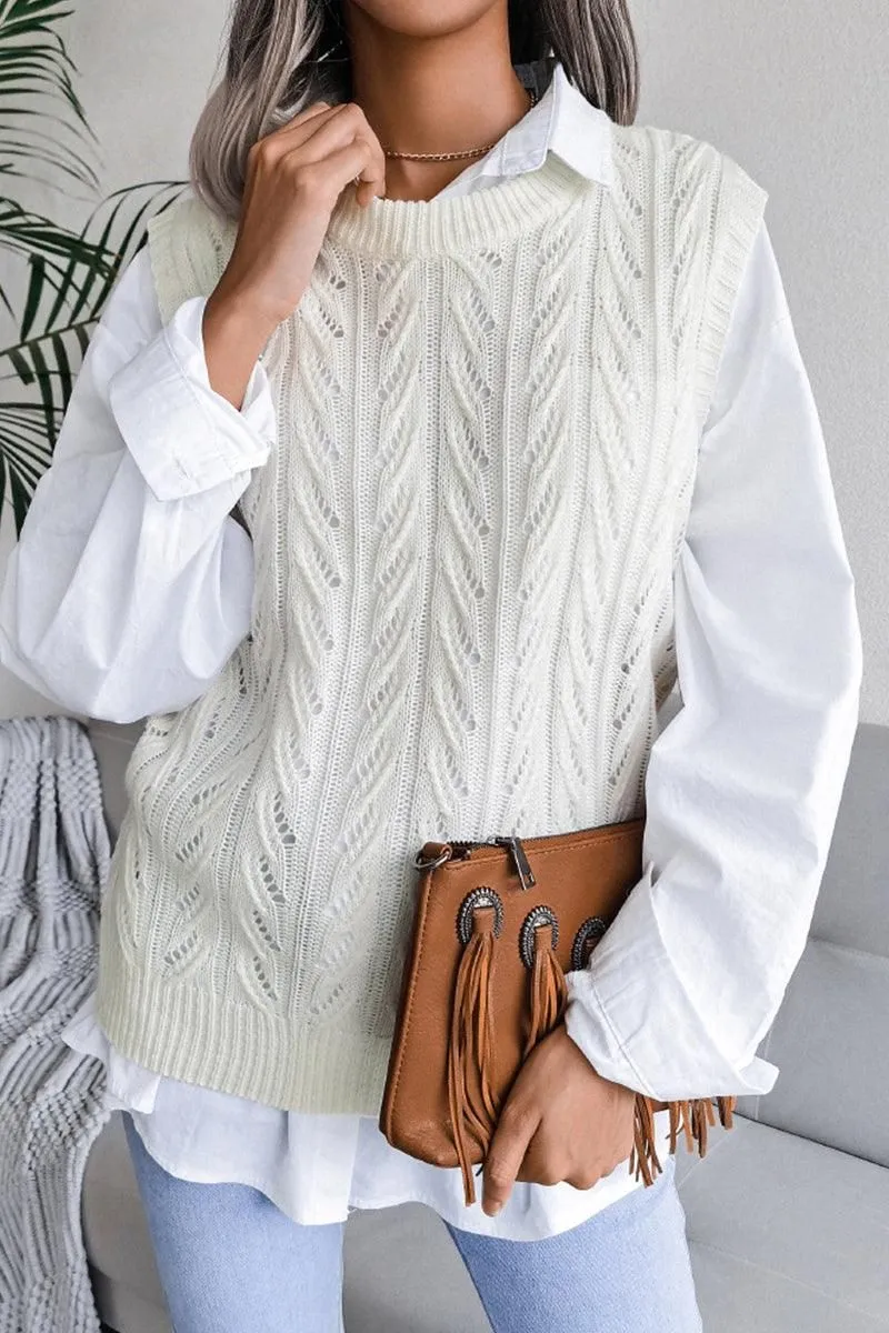 HOLLOW KNIT VEST SWEATER FOR WOMEN