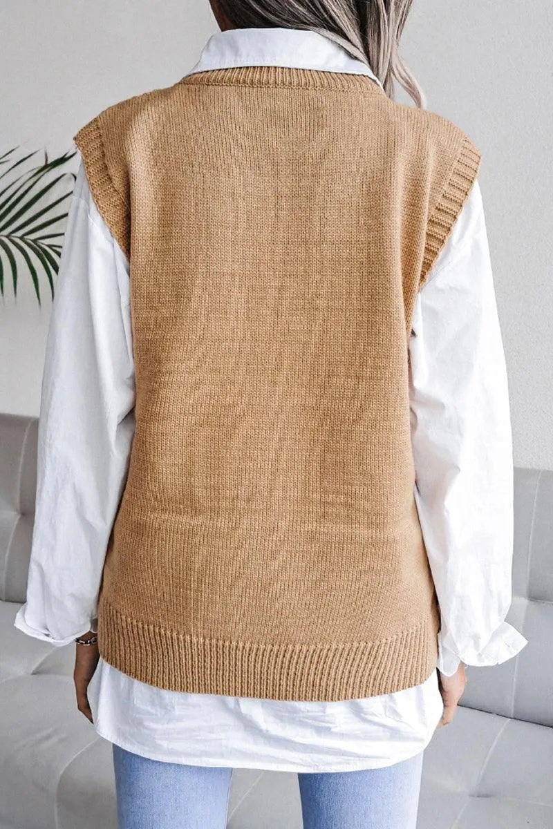 HOLLOW KNIT VEST SWEATER FOR WOMEN