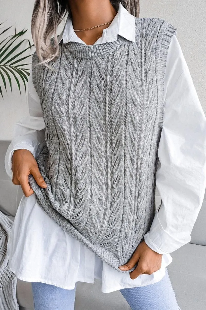 HOLLOW KNIT VEST SWEATER FOR WOMEN