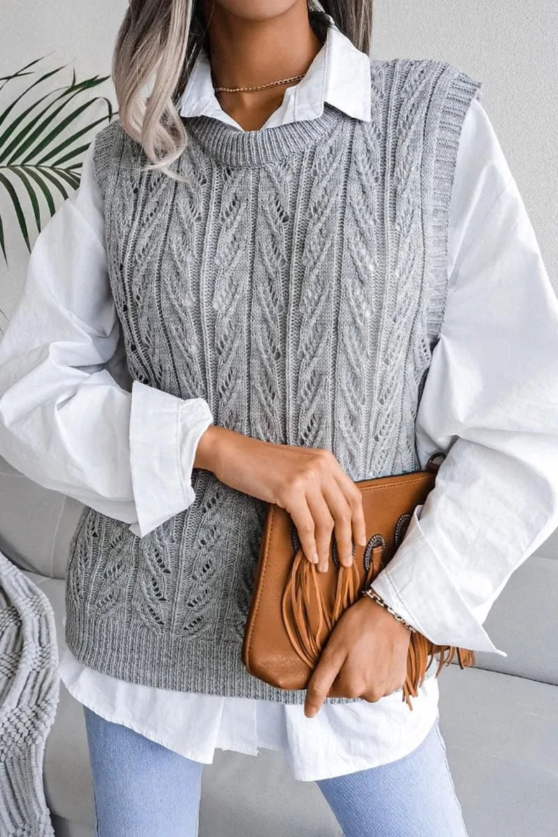 HOLLOW KNIT VEST SWEATER FOR WOMEN