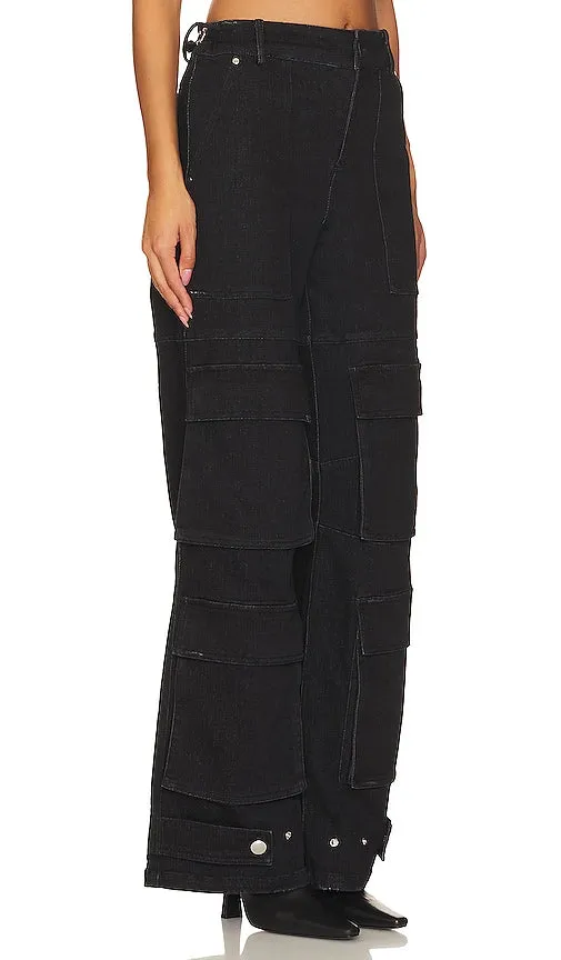 h:ours Pamela Oversized Cargo Pants in Black