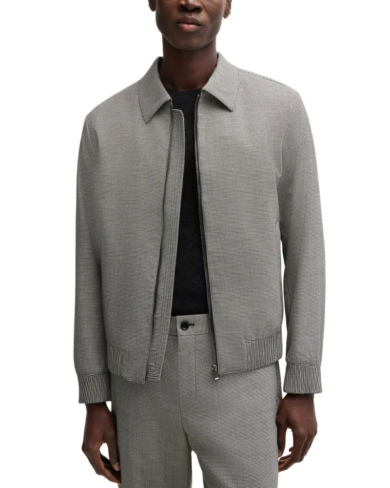 Hugo Boss Mens Slim fit Casual Coat Hanry Wing Jacket 44 R Grey Geometric