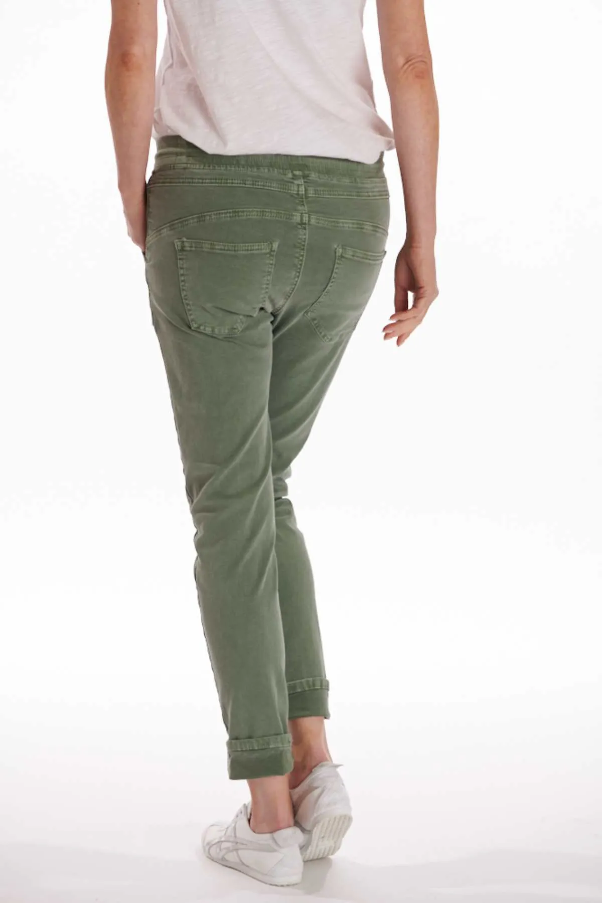 ITALIAN STAR  Drill Jogger with Lurex Trim - Khaki
