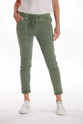 ITALIAN STAR  Drill Jogger with Lurex Trim - Khaki
