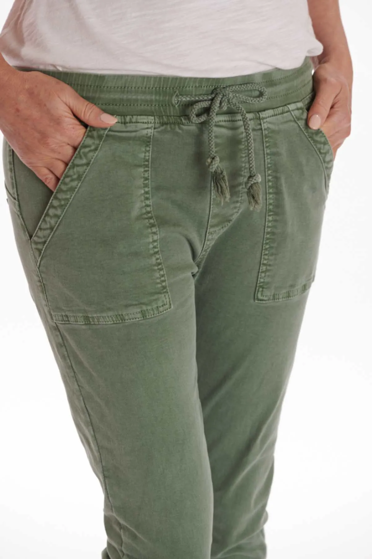 ITALIAN STAR  Drill Jogger with Lurex Trim - Khaki