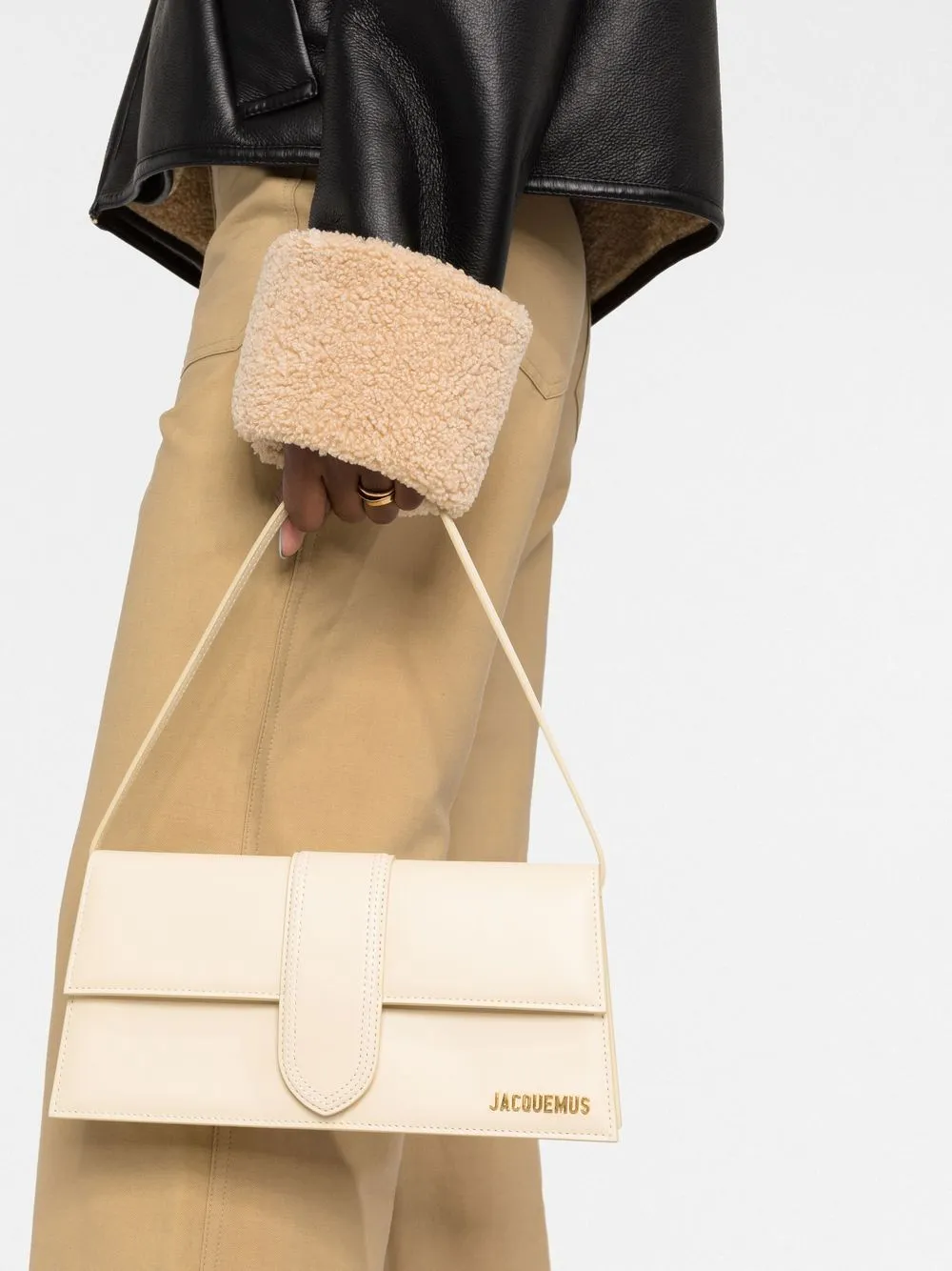 JACQUEMUS Elegant Long Bambino Crossbody in Beige
