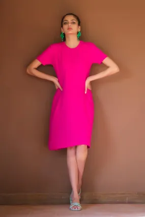 Jersey Knit Midi Dress - Hot Pink