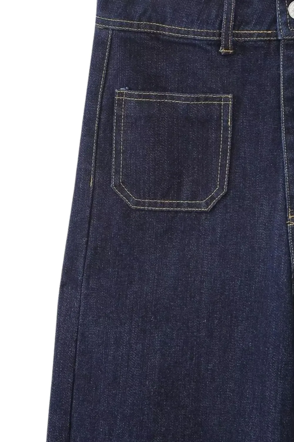 'Khanna' Nautical Pocket High Waist Straight Jeans