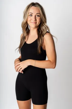 Knit biker romper black