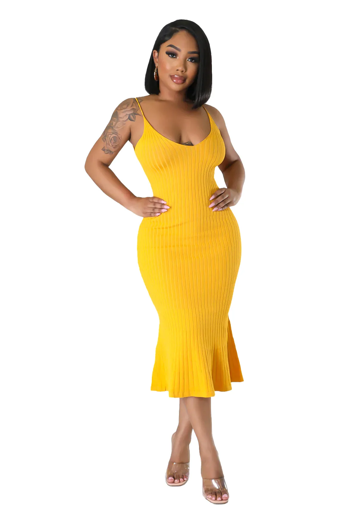 Knit Ribbed Midi Dress