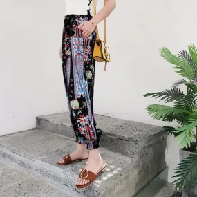Korean Chiffon Casual Pants Women Loose Feminine High Waist Ankle-Length Lantern Pants
