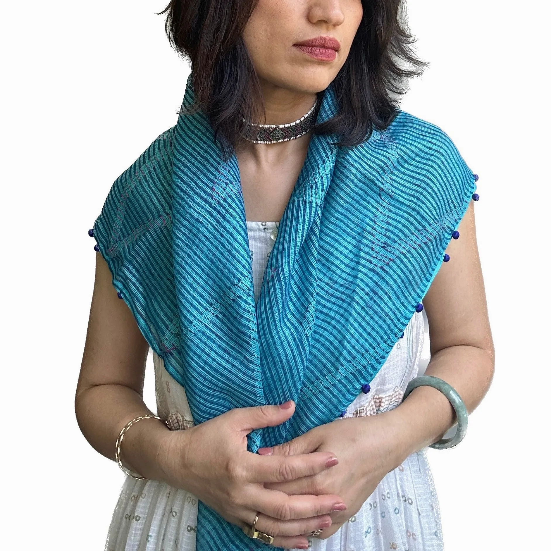 Kota Silk Square Striated Scarf