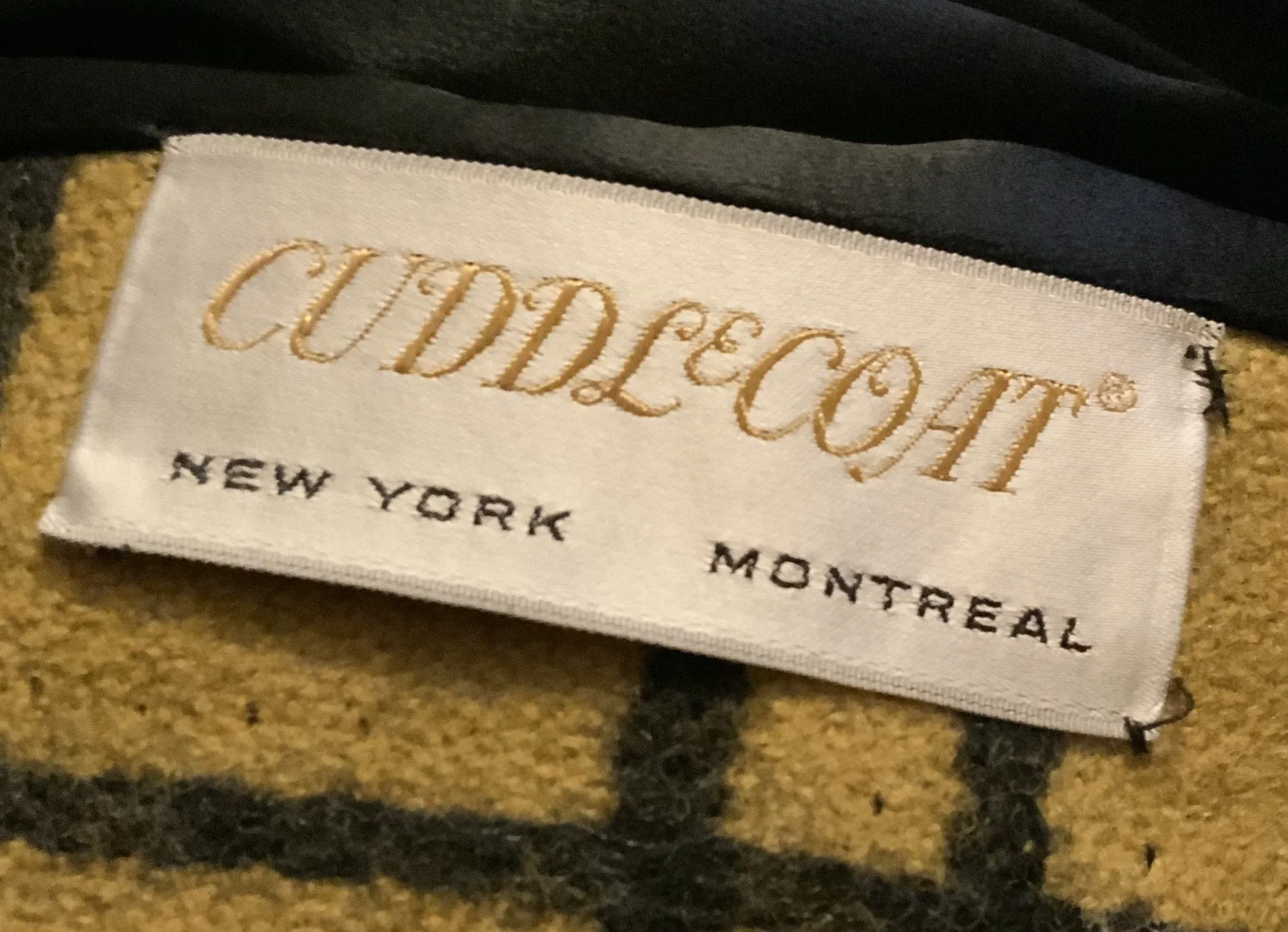 Late 1950s Mondrian Style Plaid Wool Extreme Trapeze Coat by "Cuddle Coat of New York & Montreal"