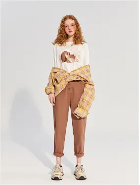 LEDDIN DESIGN BUTTON DETAIL STRAIGHT LEG JEANS