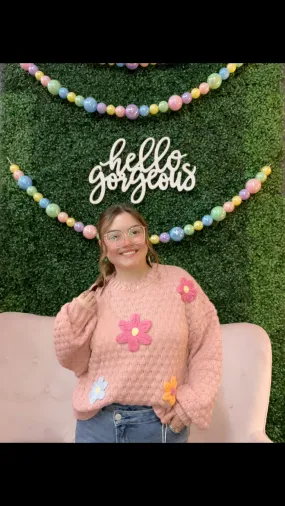 Let Your Dreams Blossom Floral Knit Sweater