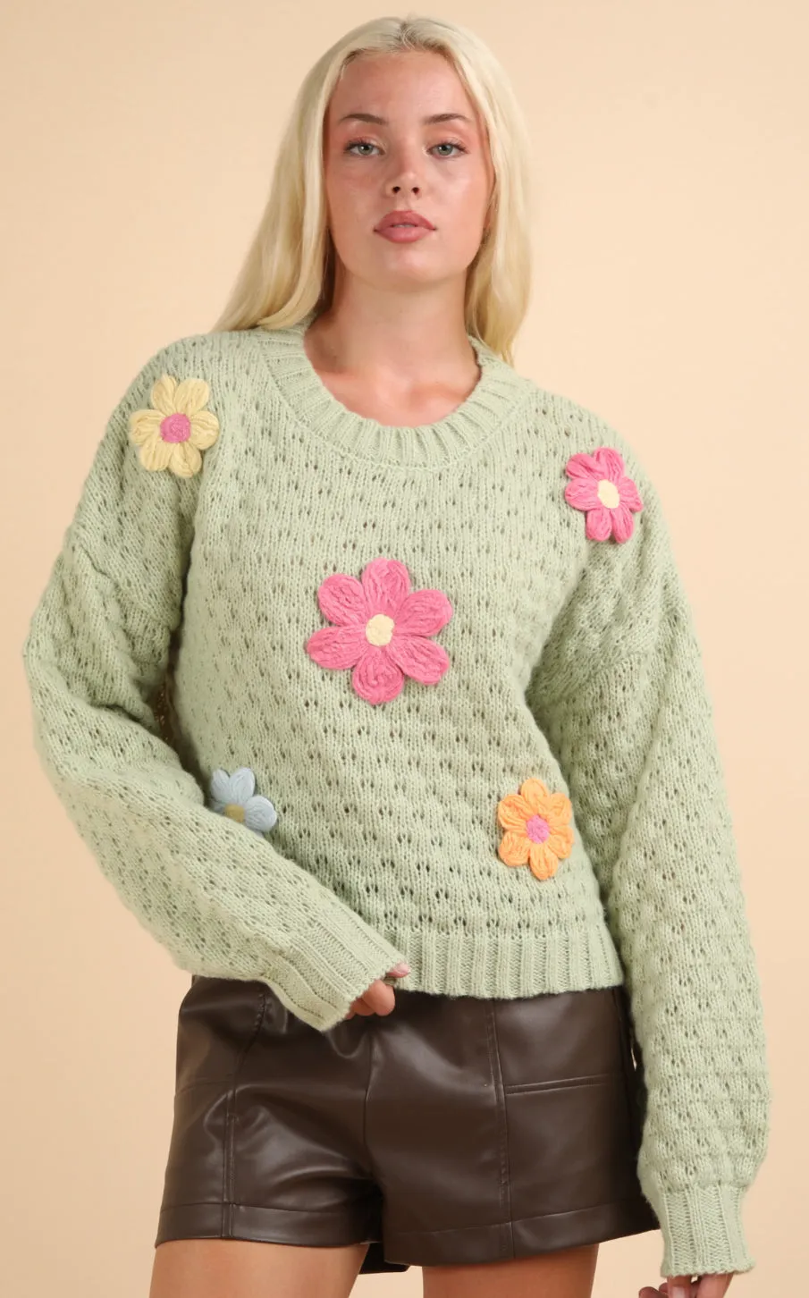 Let Your Dreams Blossom Floral Knit Sweater