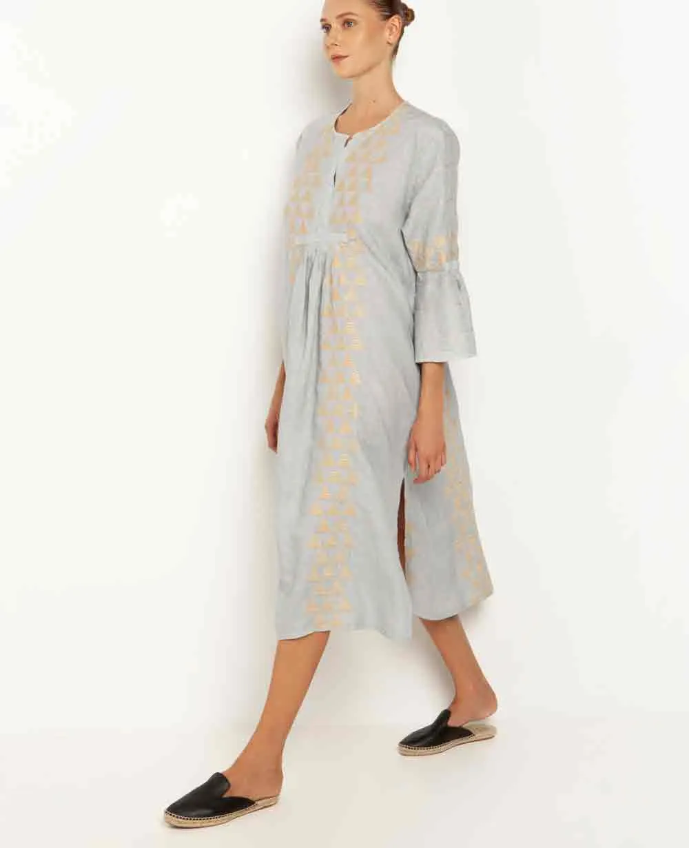 LINEN KAFTAN DRESS "TRIGONO"