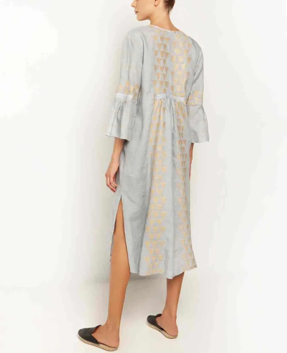LINEN KAFTAN DRESS "TRIGONO"