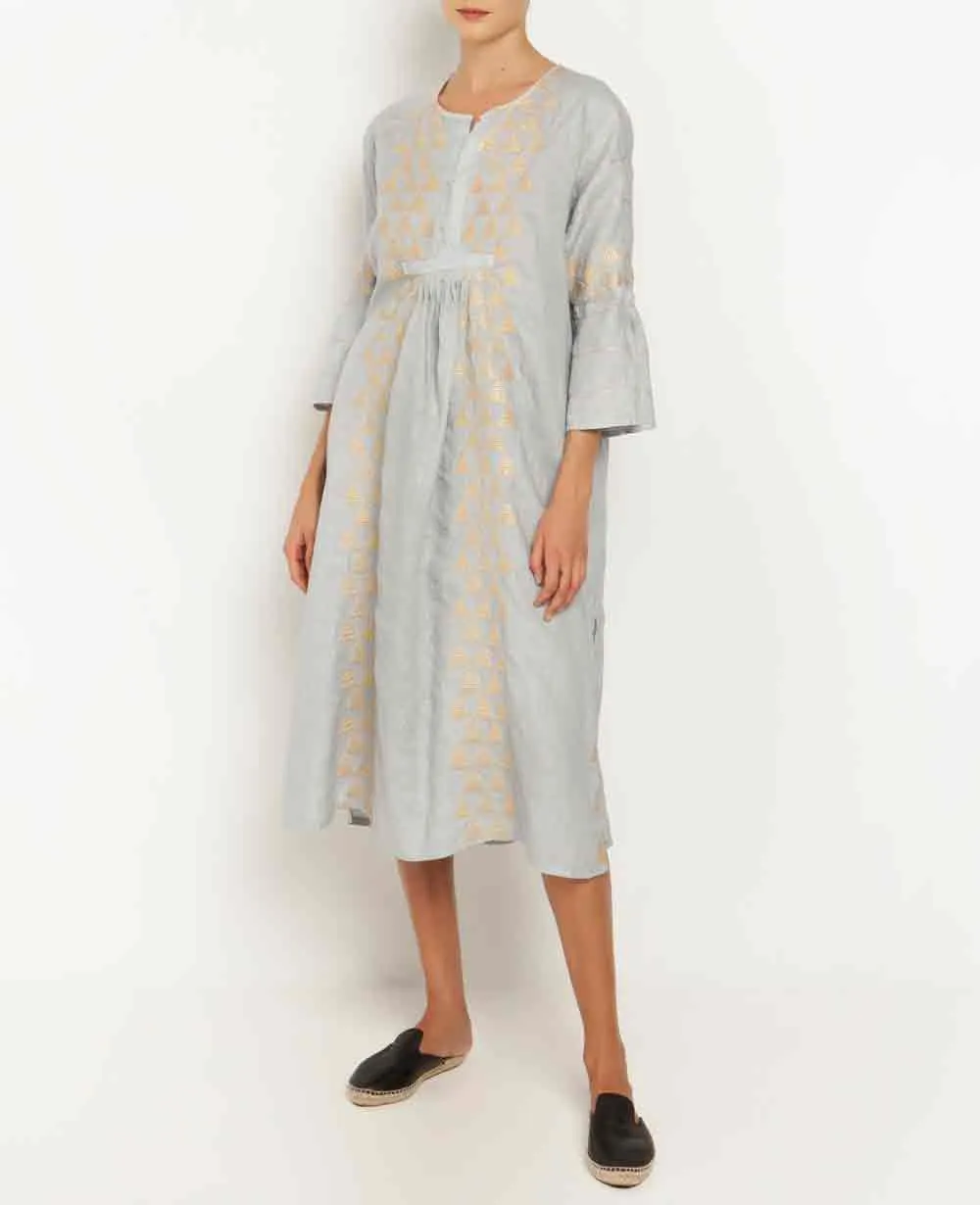 LINEN KAFTAN DRESS "TRIGONO"