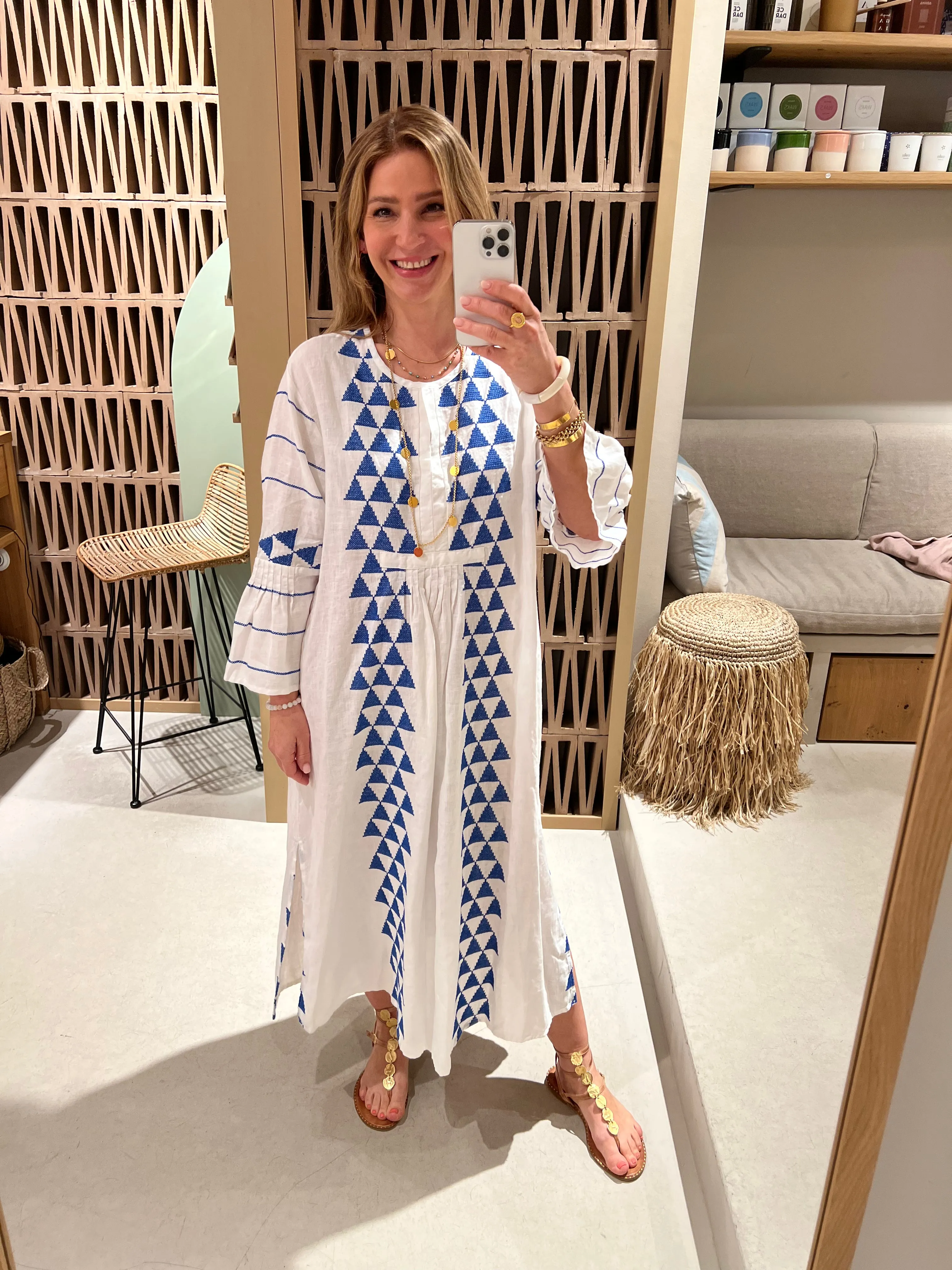LINEN KAFTAN DRESS "TRIGONO"