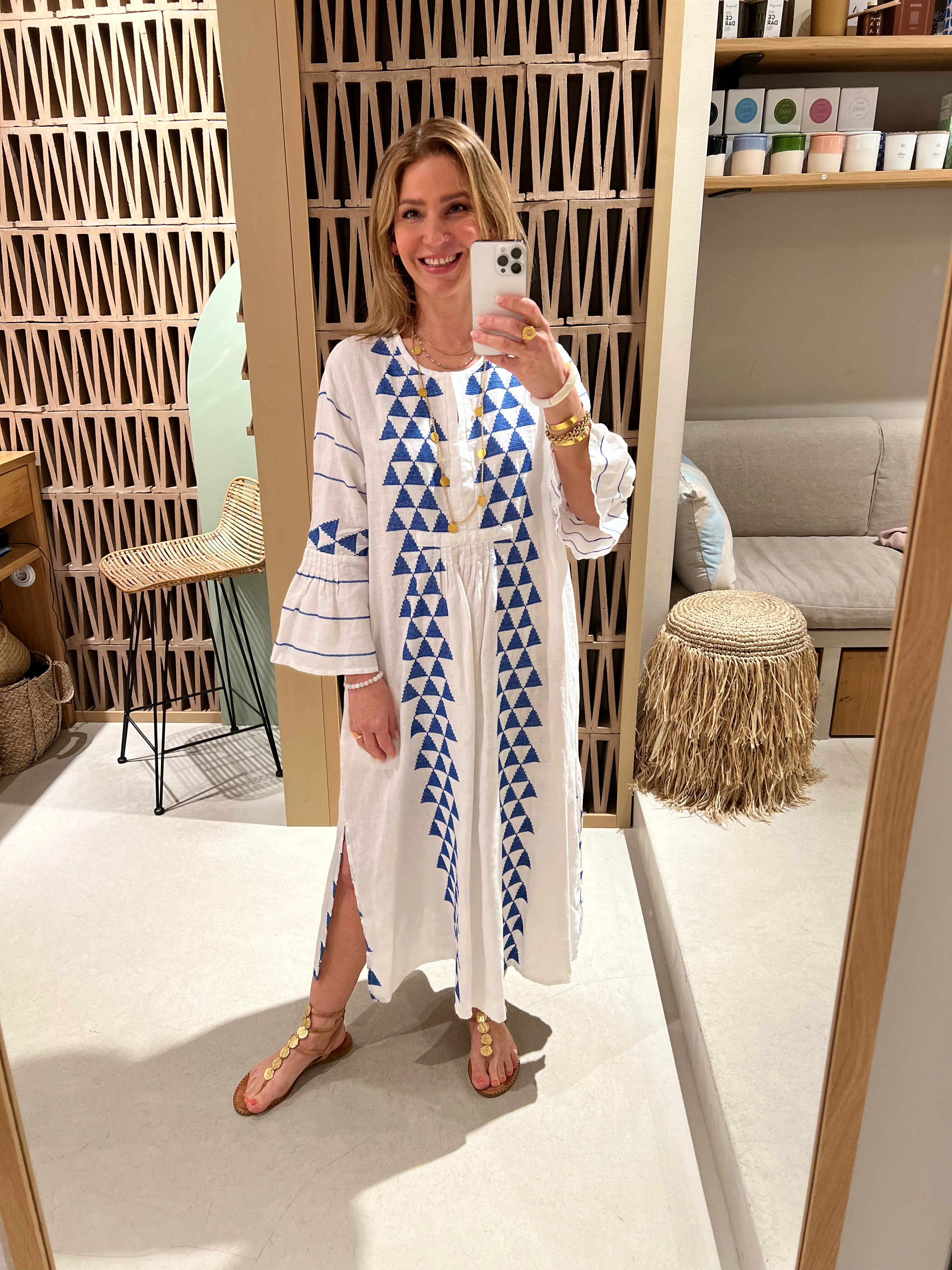 LINEN KAFTAN DRESS "TRIGONO"