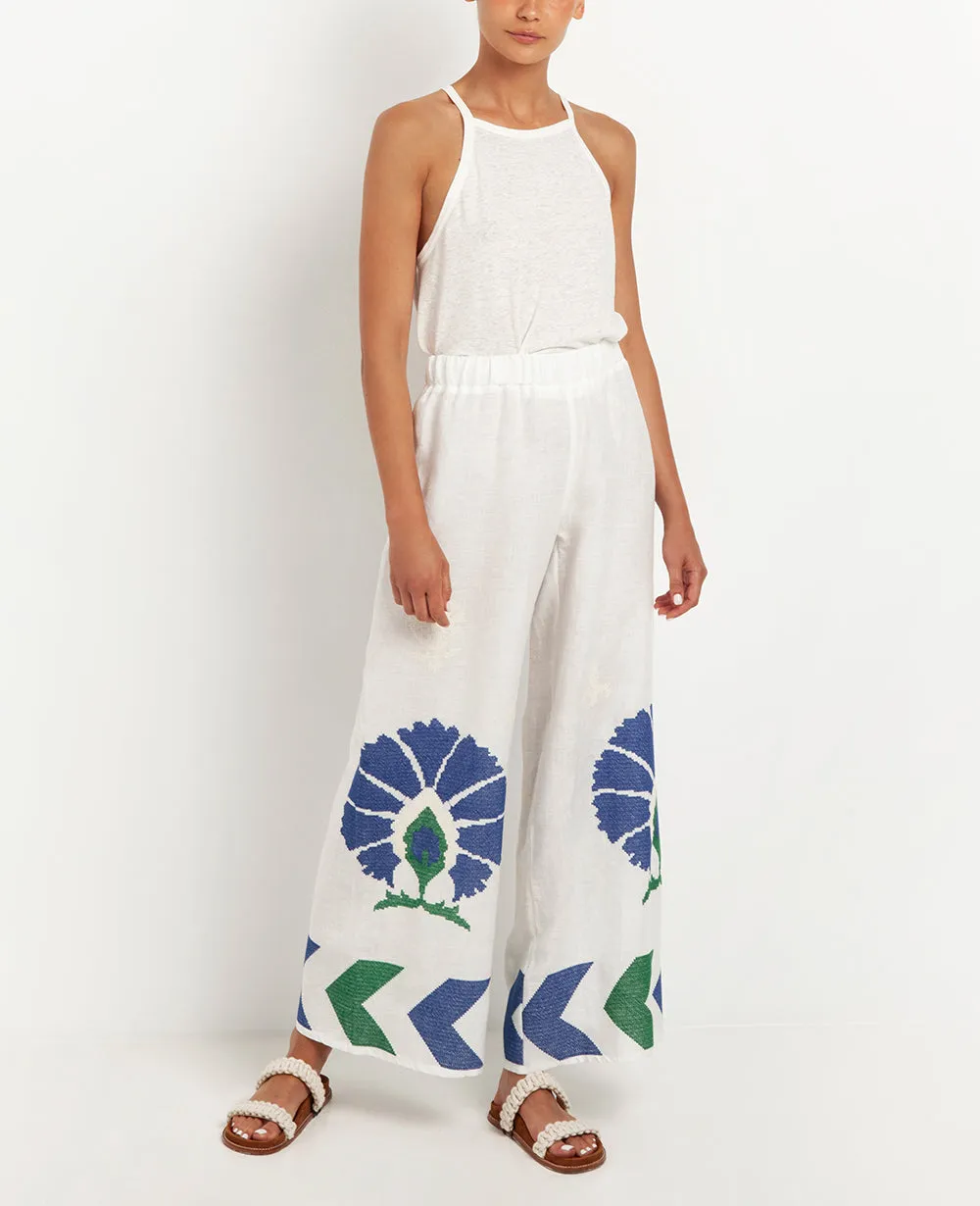 LINEN PANTS "PEACOCK"