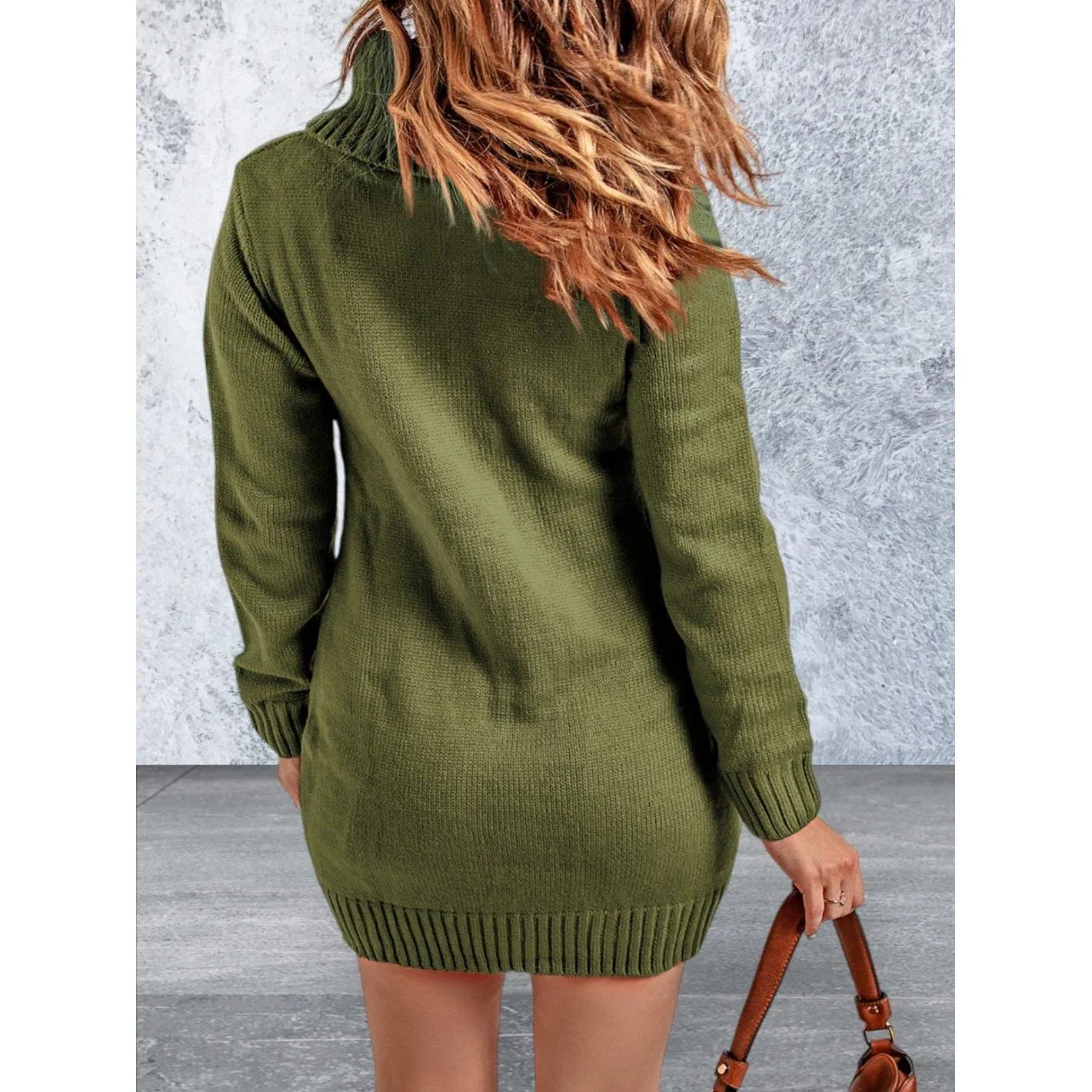 Long Sleeve Cowl Neck Sweater Dress