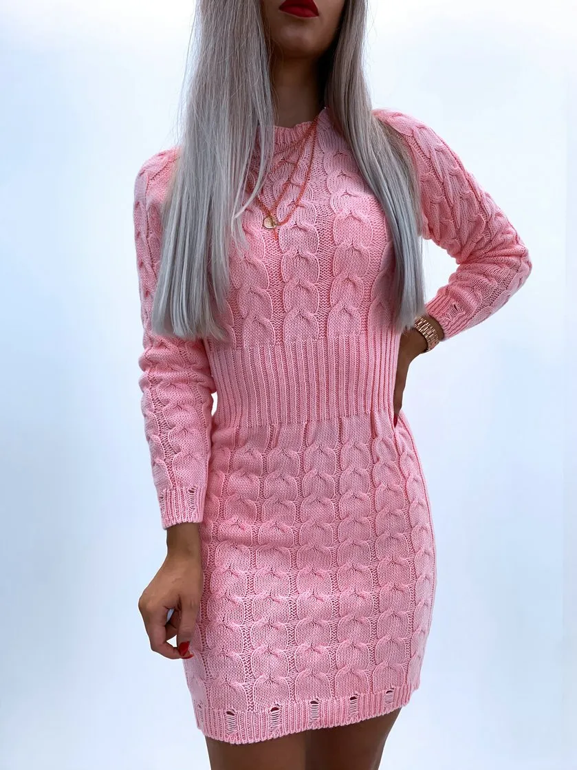 Long Sleeve Crew Neck Sweater Bodycon Dress