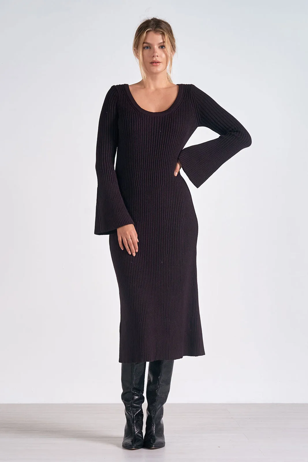 LONG SLEEVE SCOOP NECK DRESS