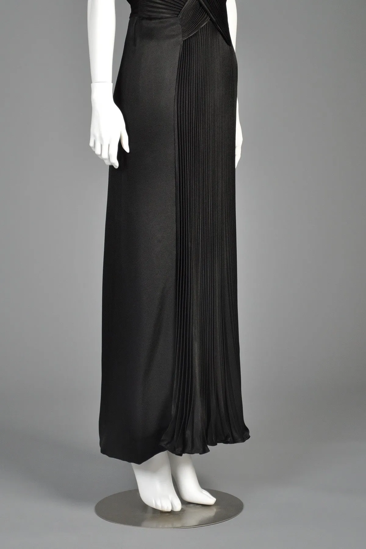 Loris Azzaro Crystal Pleated Plunging Evening Gown