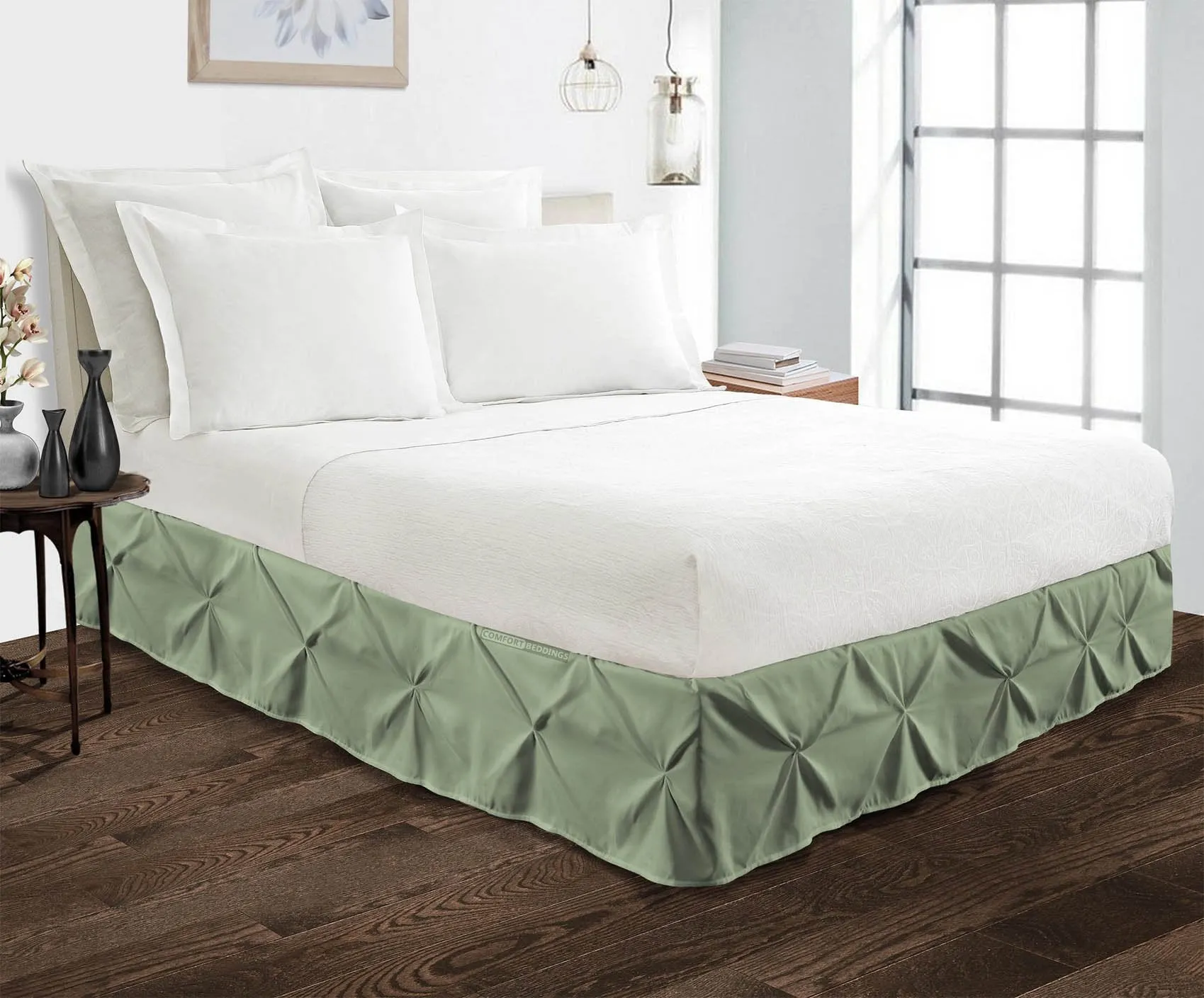 Luxury Moss Pinch Bed Skirt