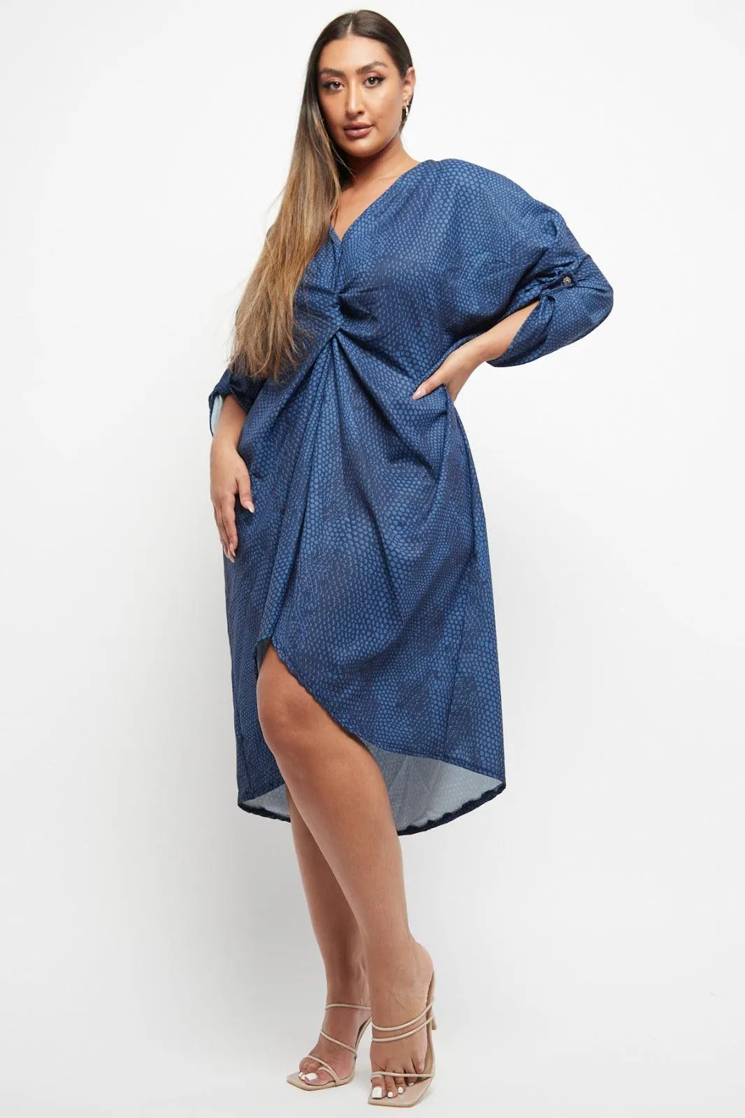 Made In Italy Twist Front Snake Print Dress