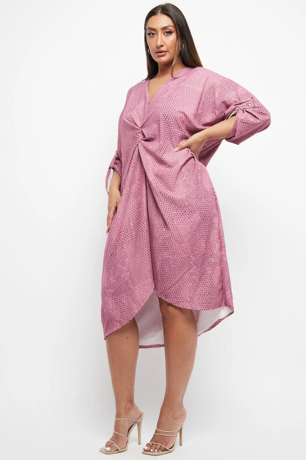 Made In Italy Twist Front Snake Print Dress
