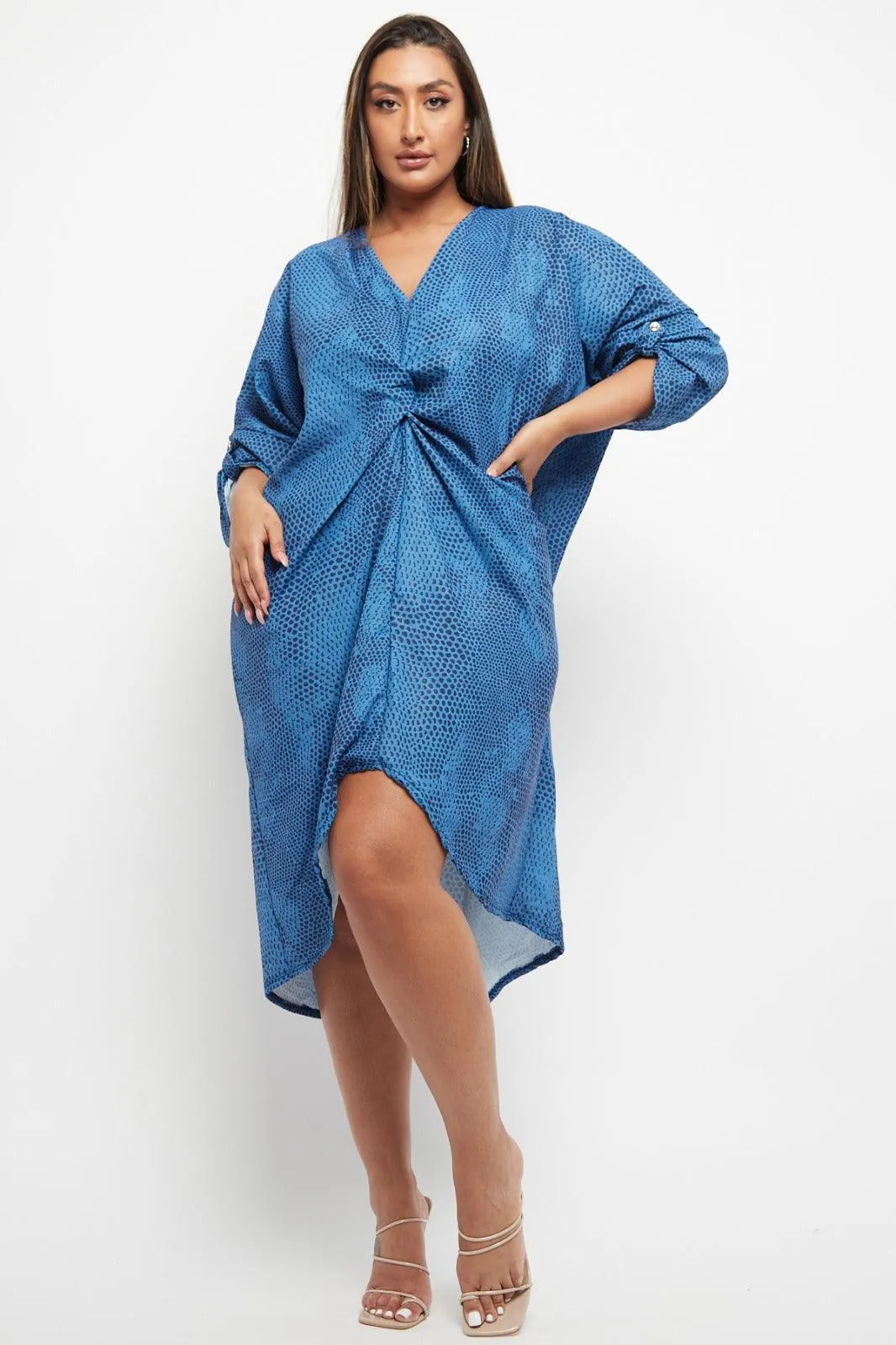 Made In Italy Twist Front Snake Print Dress