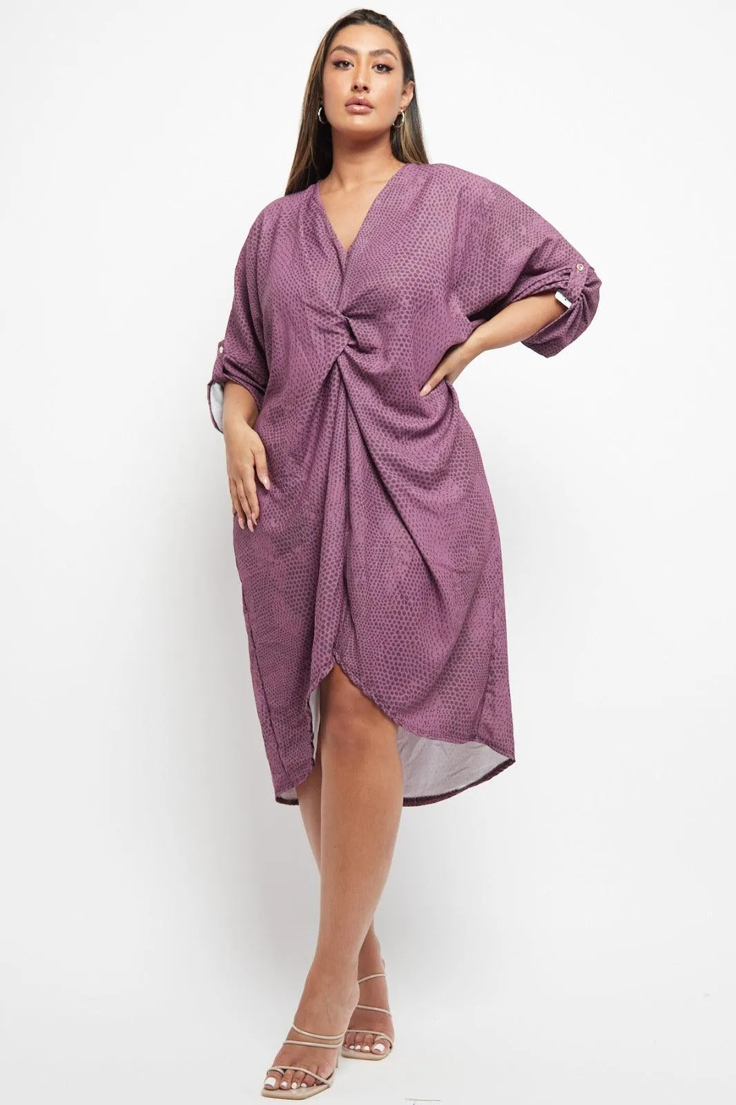 Made In Italy Twist Front Snake Print Dress