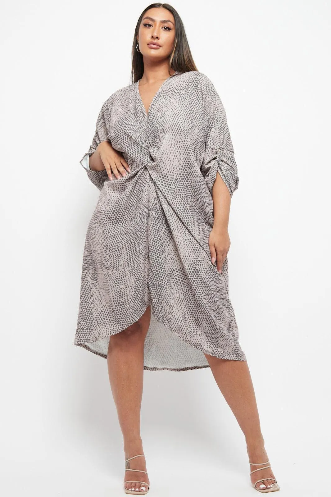 Made In Italy Twist Front Snake Print Dress