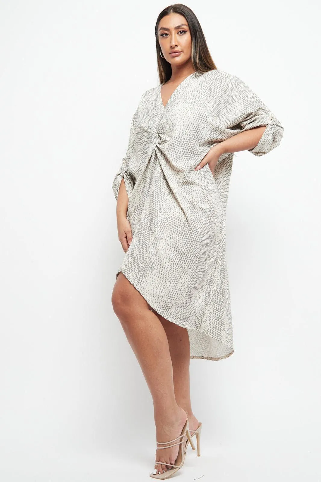 Made In Italy Twist Front Snake Print Dress