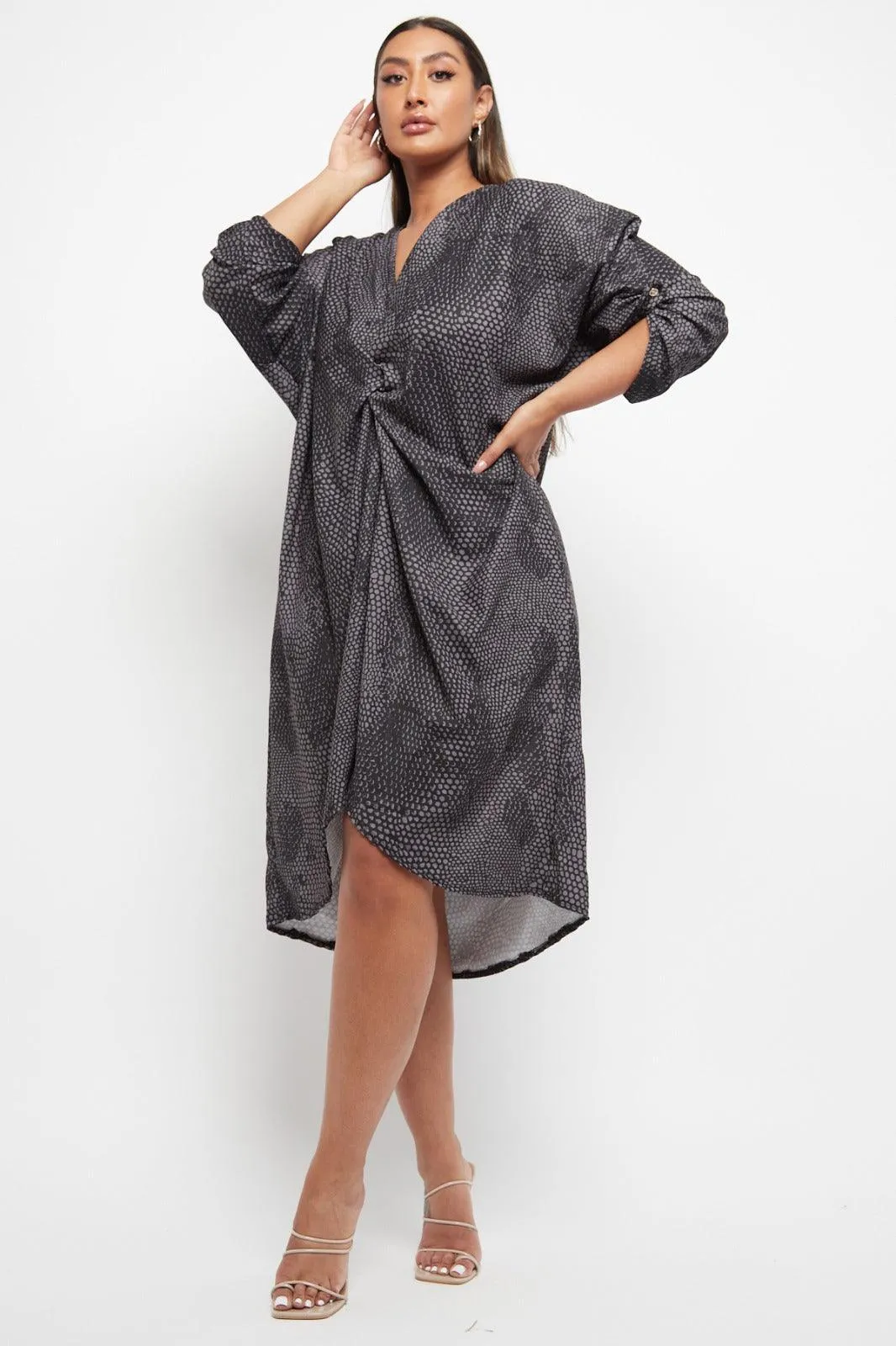 Made In Italy Twist Front Snake Print Dress