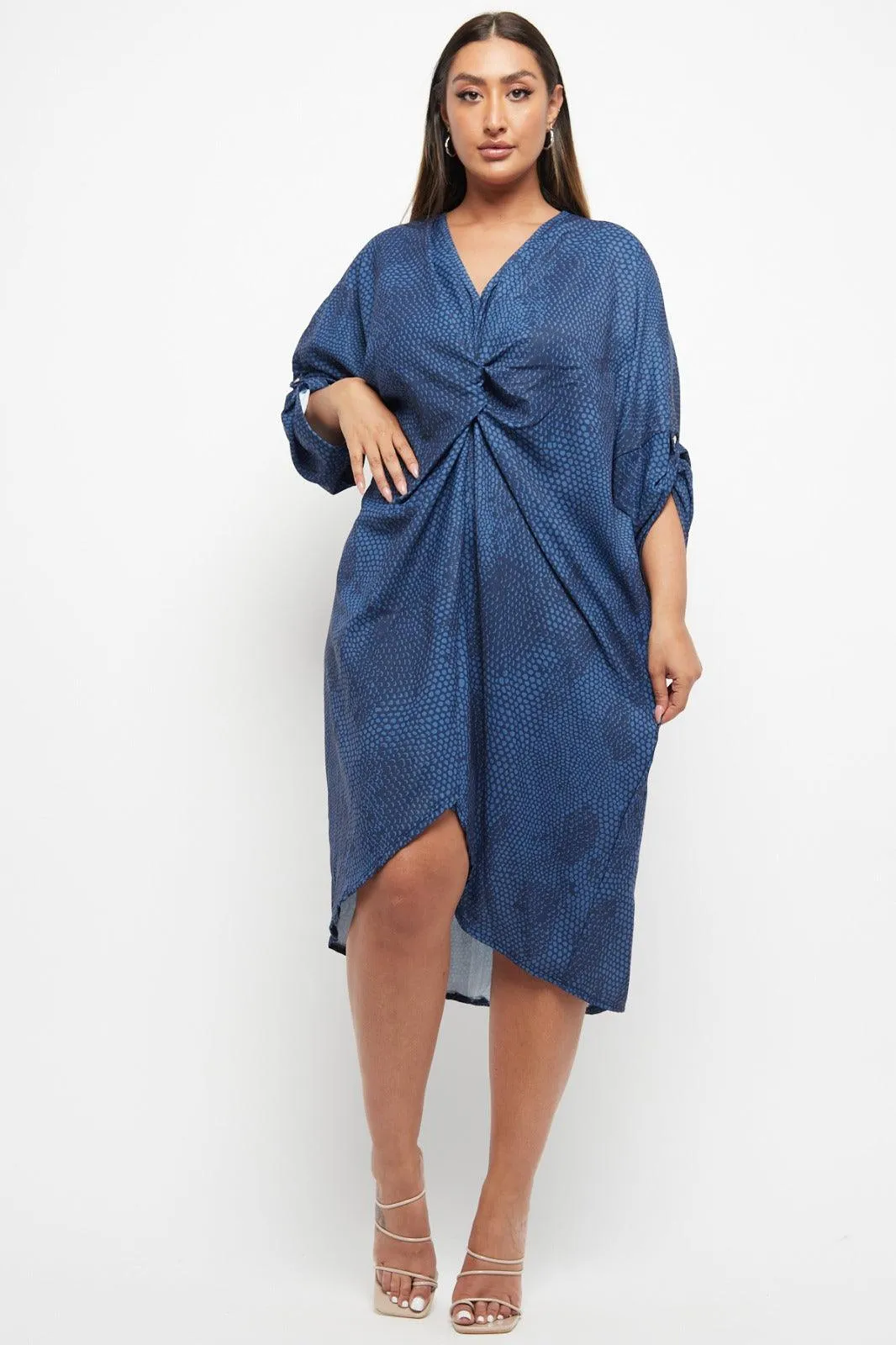 Made In Italy Twist Front Snake Print Dress