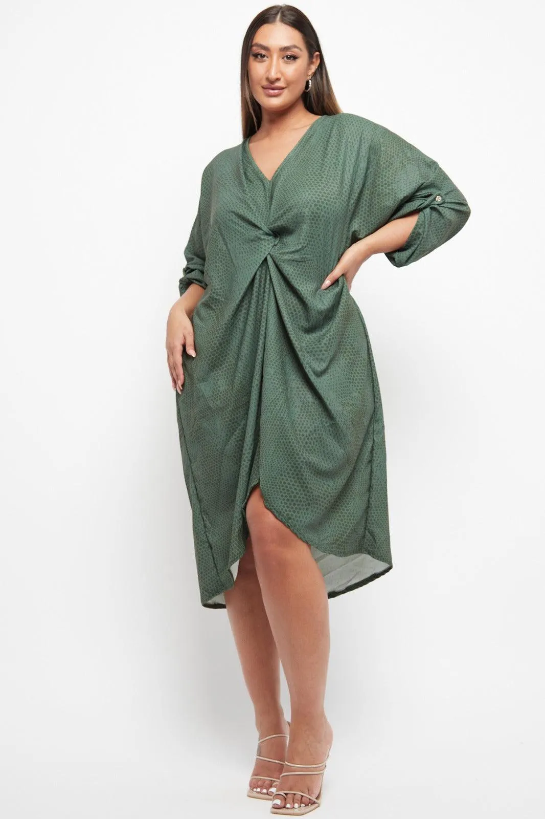 Made In Italy Twist Front Snake Print Dress