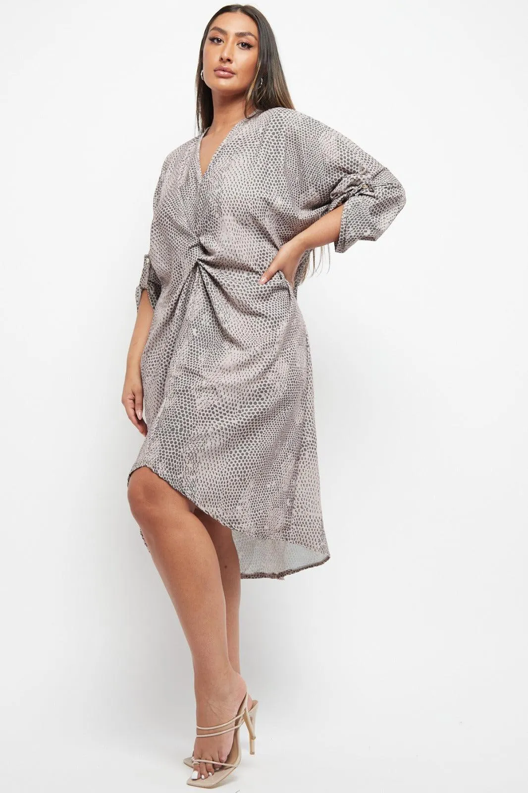 Made In Italy Twist Front Snake Print Dress