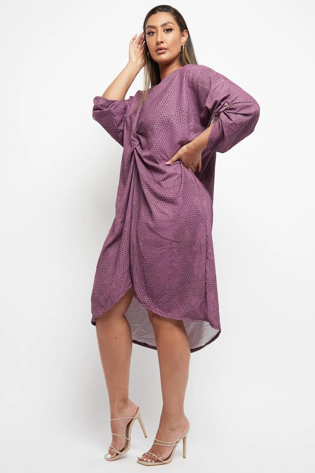 Made In Italy Twist Front Snake Print Dress