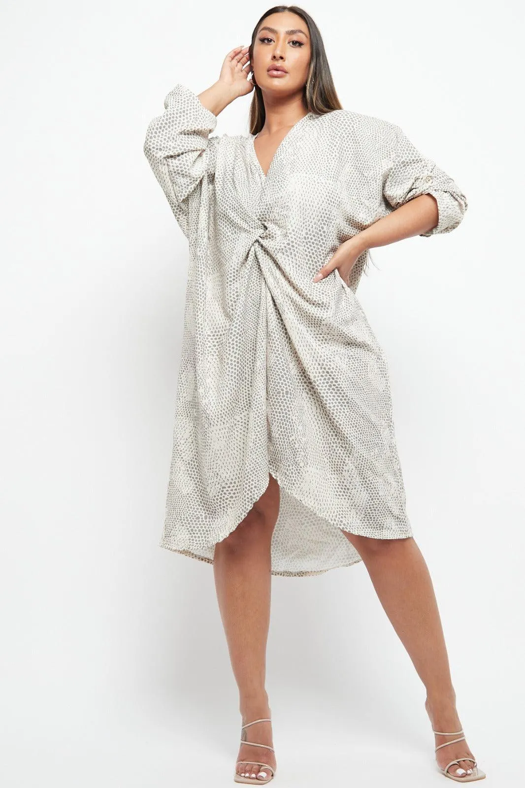 Made In Italy Twist Front Snake Print Dress