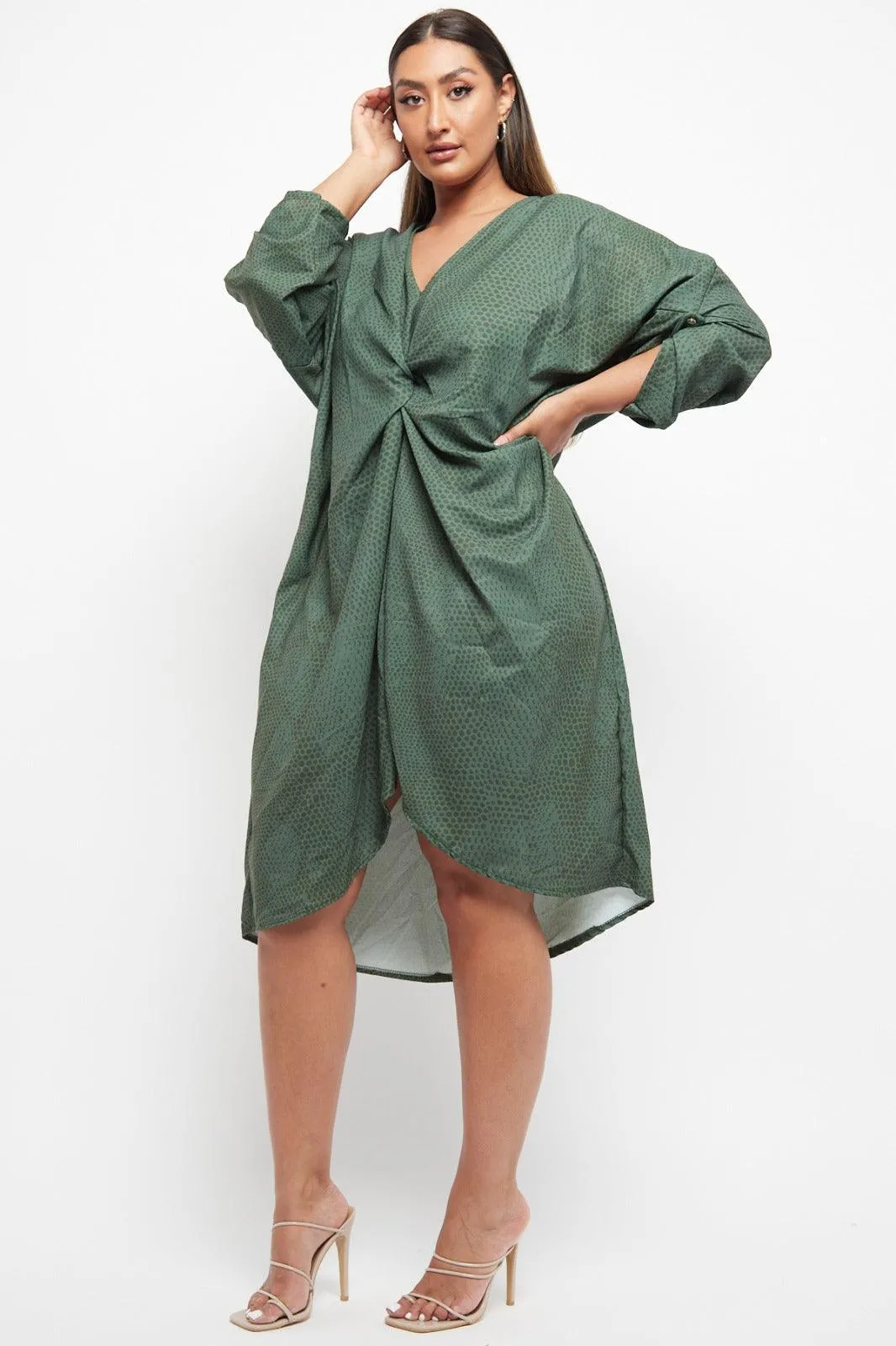 Made In Italy Twist Front Snake Print Dress