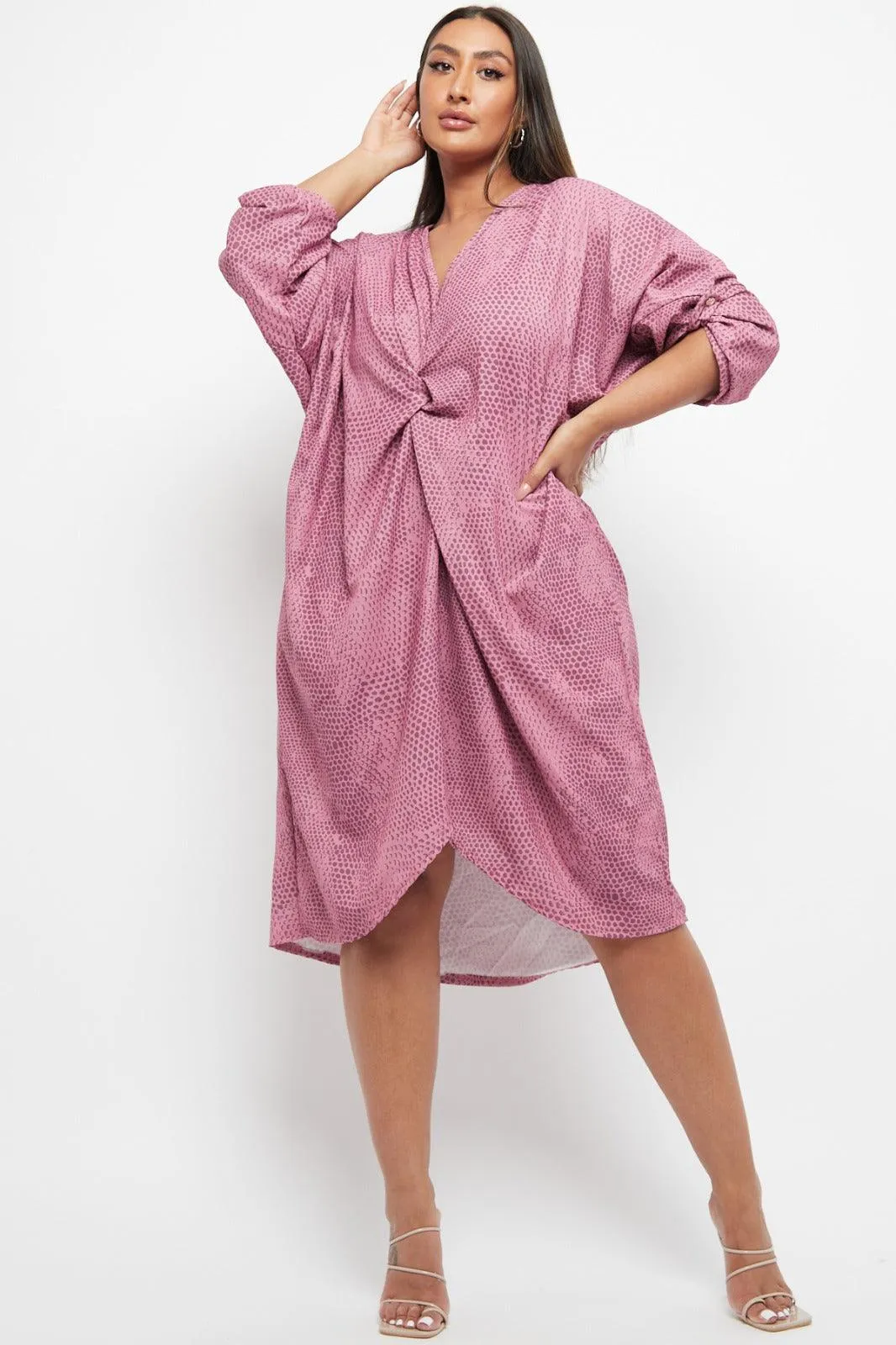 Made In Italy Twist Front Snake Print Dress