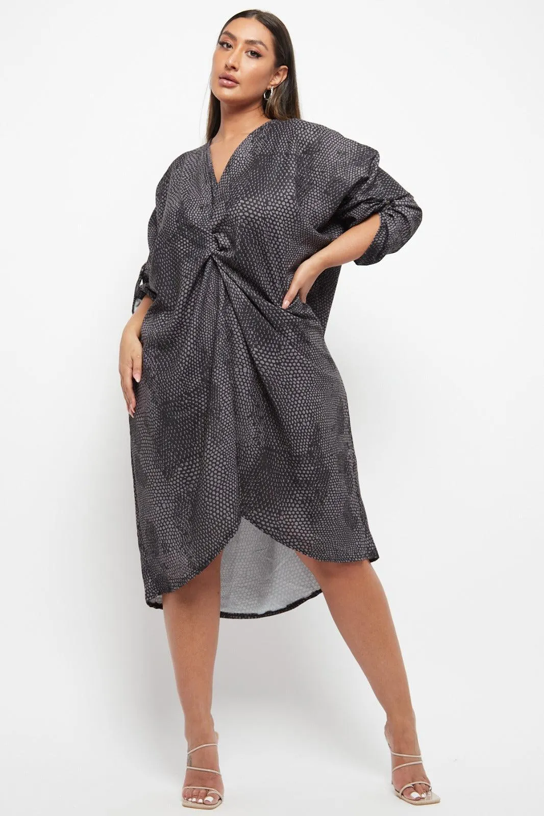 Made In Italy Twist Front Snake Print Dress