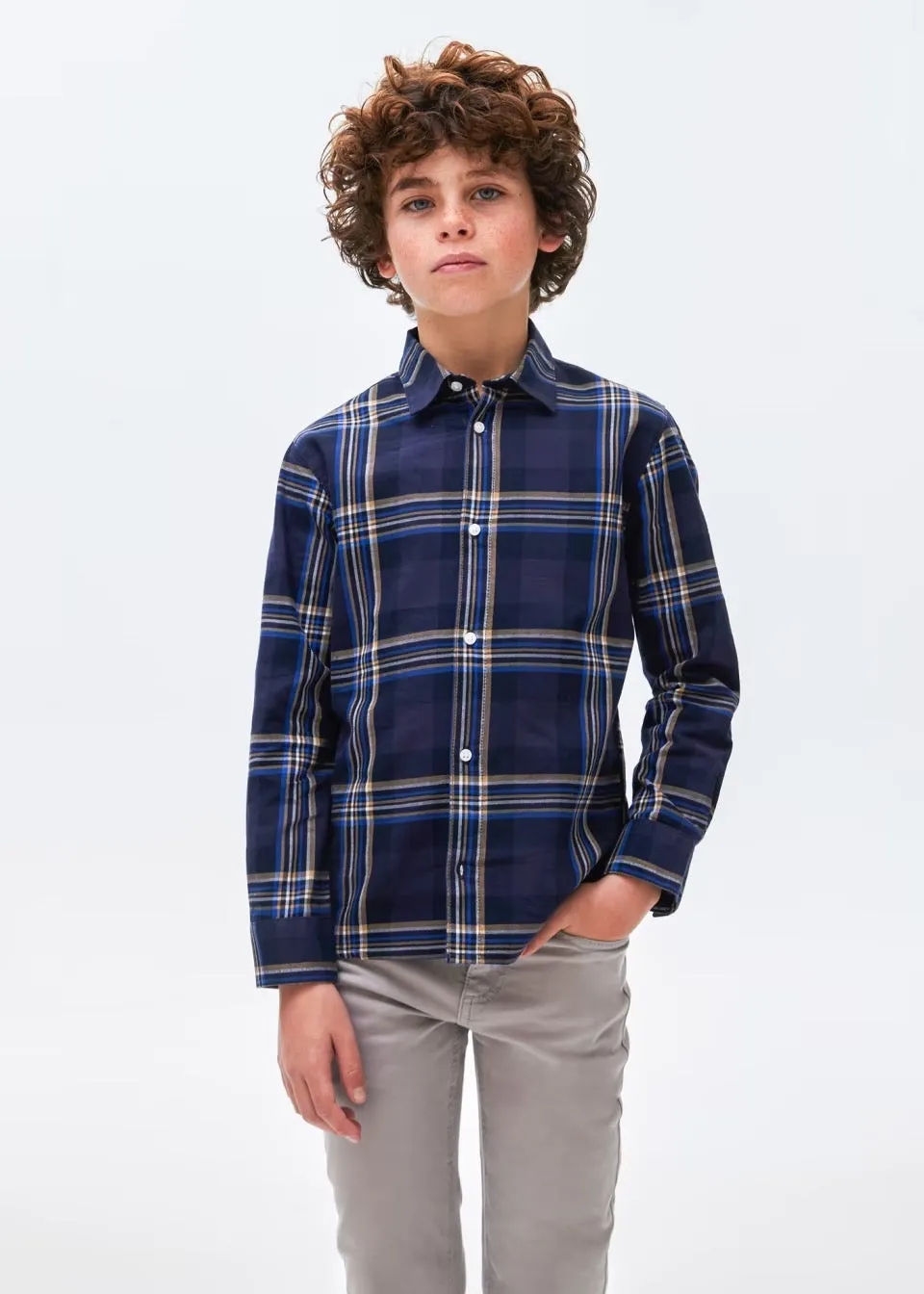 Mayoral Older Boys Check Shirt 7189 Navy