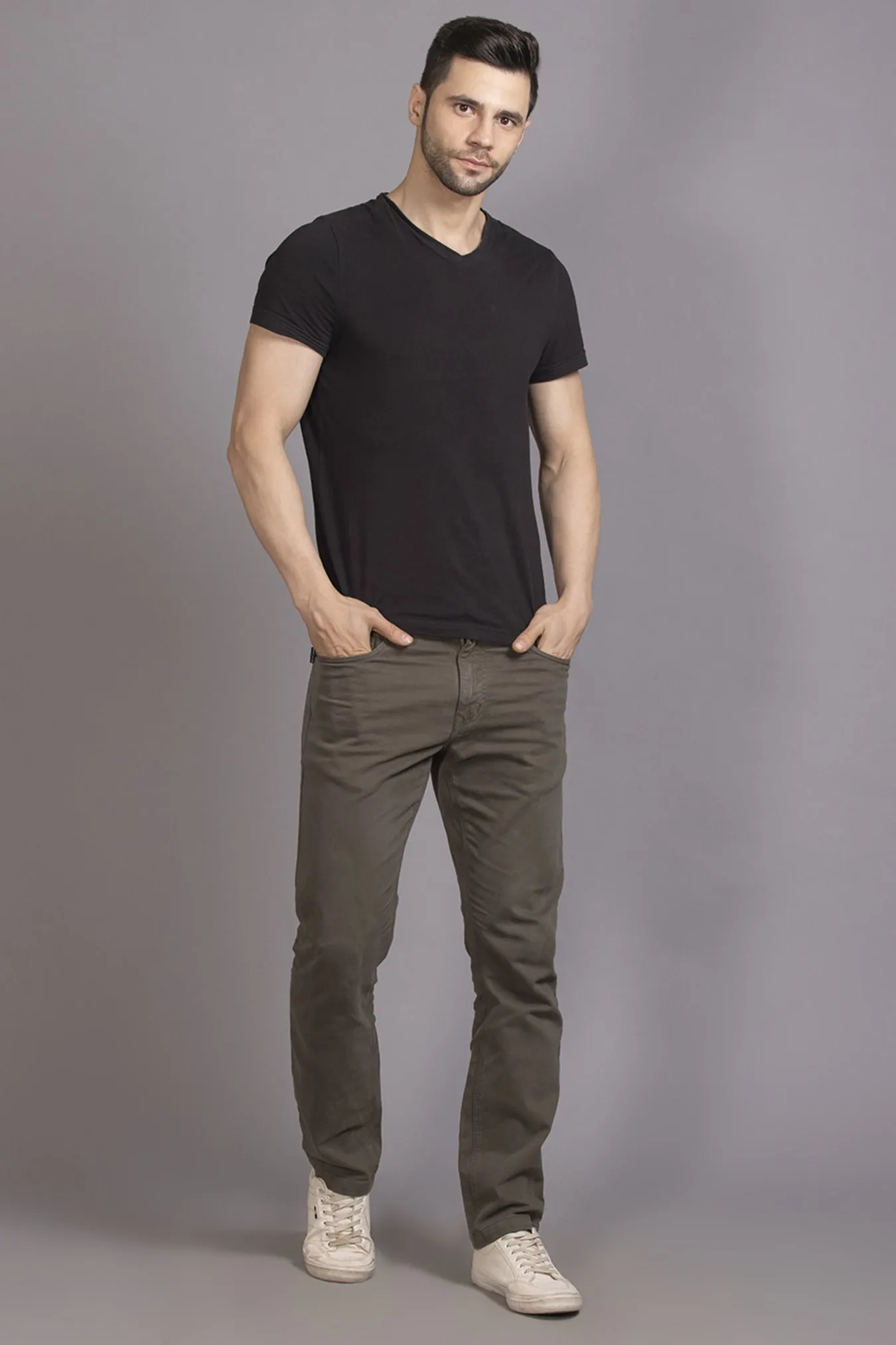 Men Colored jeans Slimfit- Brown