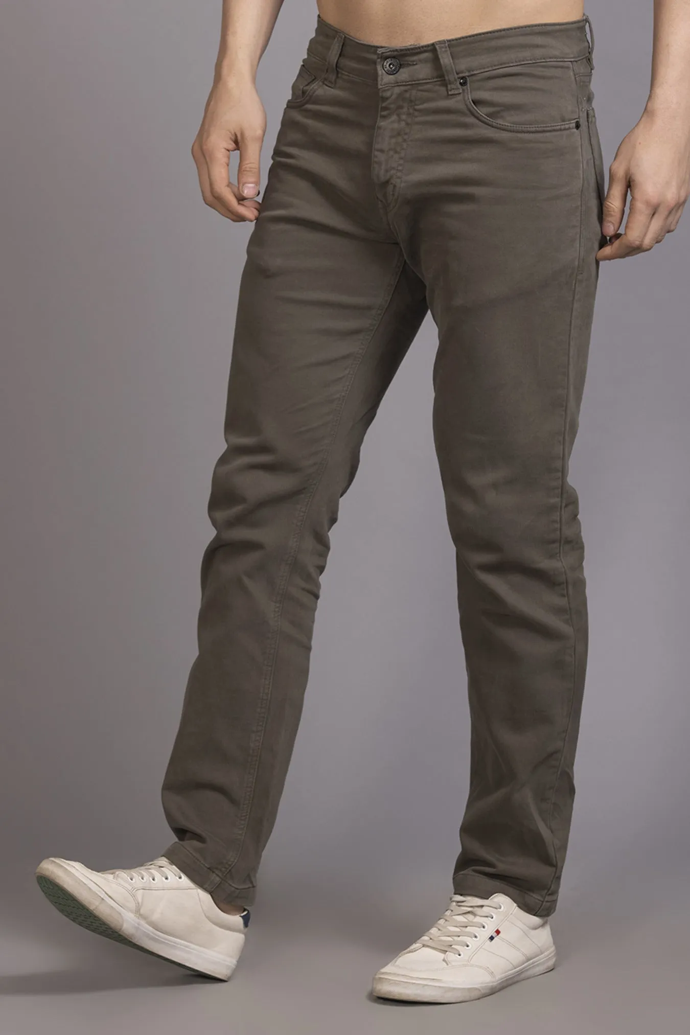 Men Colored jeans Slimfit- Brown