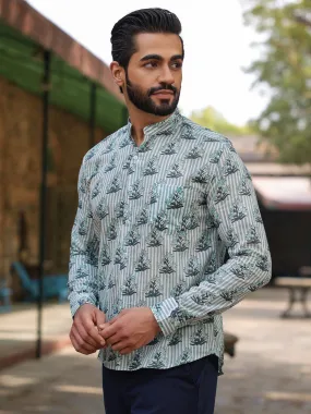 Men's  Pure Cotton Off White Casual Shirt
